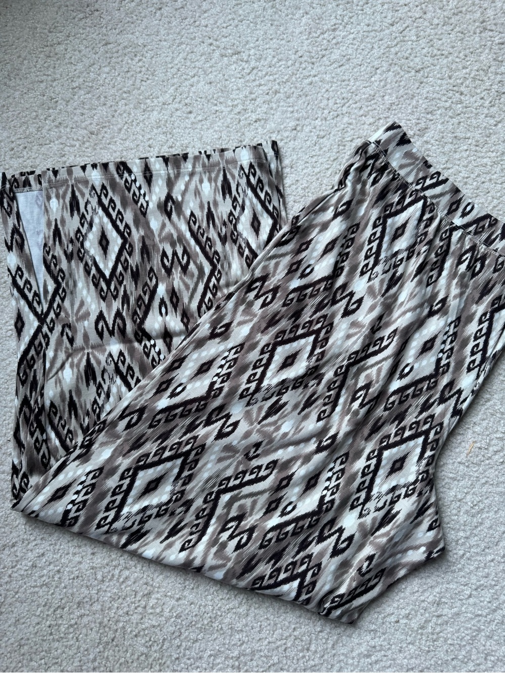 Women's Boot-Cut Jumpsuit with Neutral Aztec Print